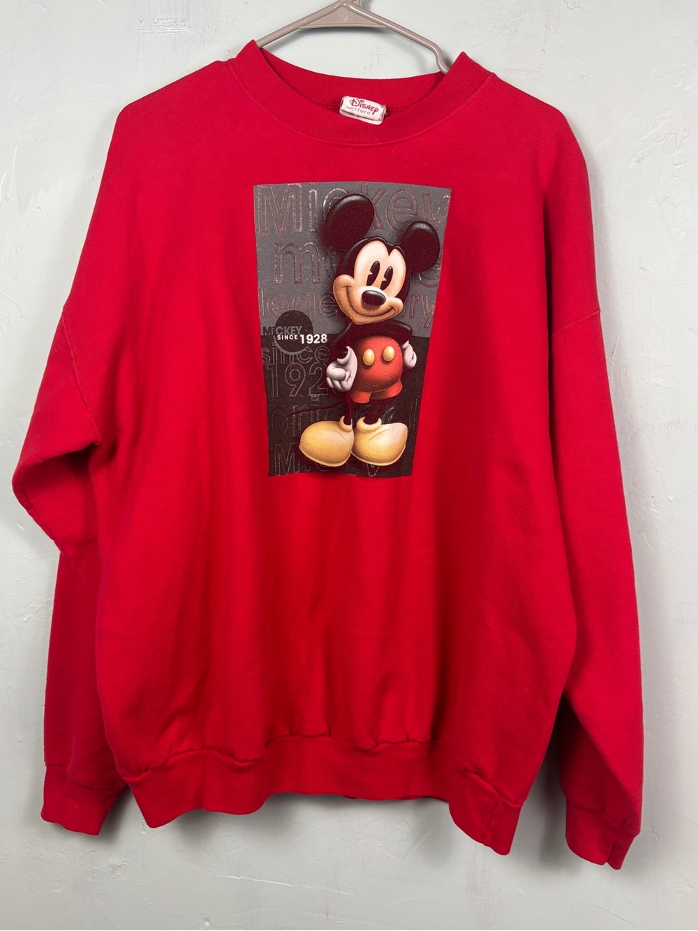 Vintage Disney Red Mickey Mouse 1928 Graphic Crewneck Sweatshirt